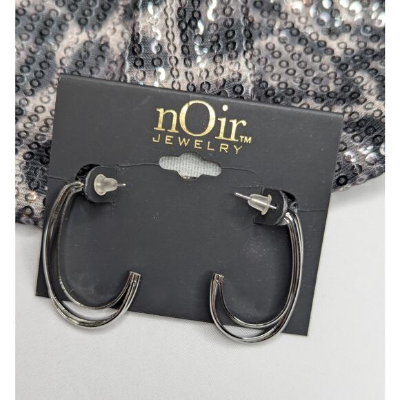 nOir Silver Tone Double Hoop Earrings - Picture 8 of 8